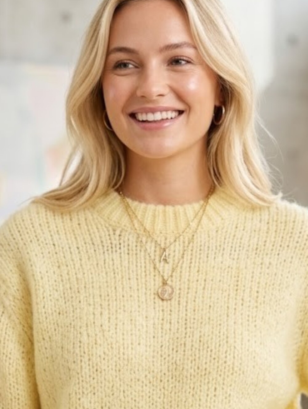 Pastel Butter Yellow Fuzzy Chunky Knit Crewneck Sweater Cozycore